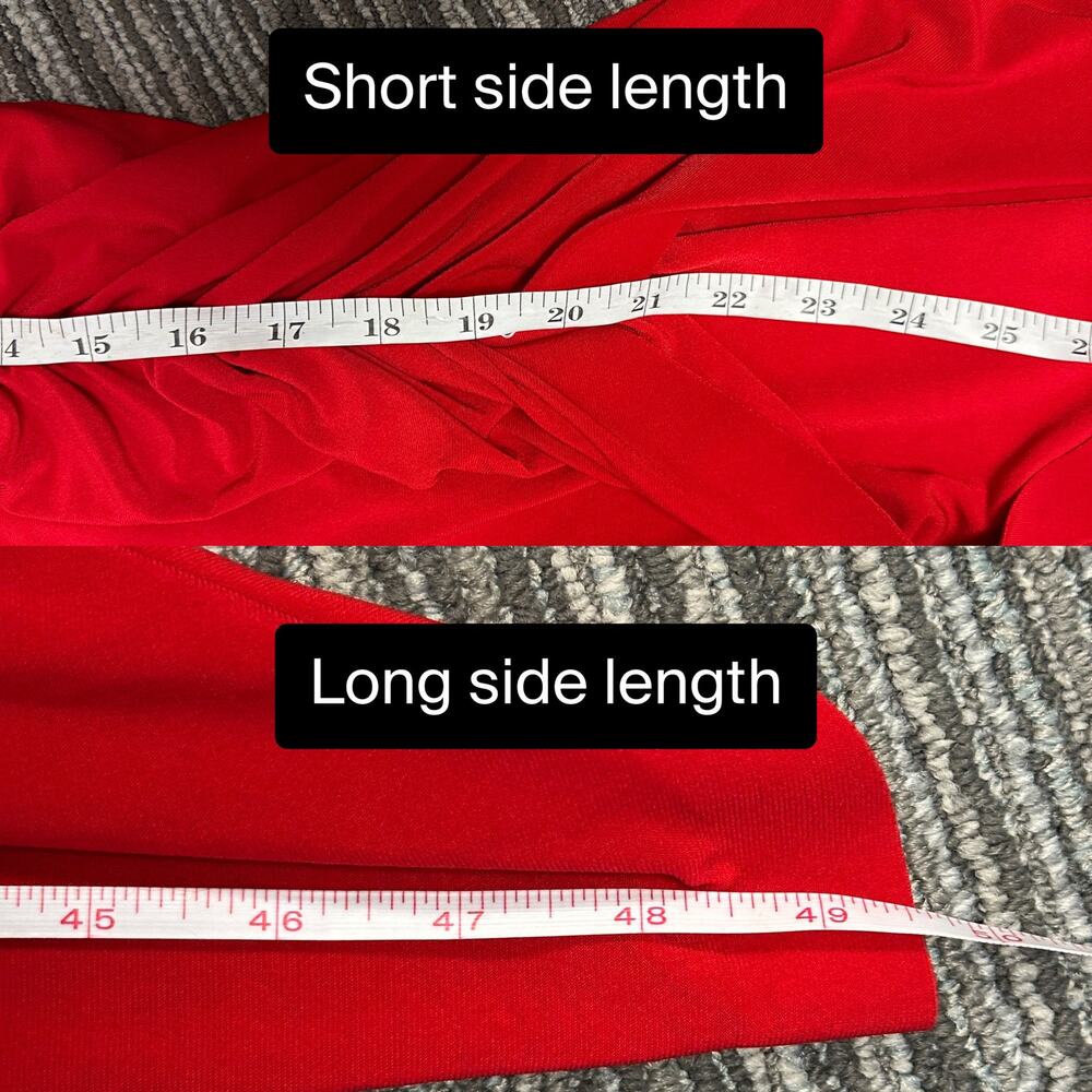 Norma Kamali Red Strapless Side Drape Asymmetrical Ruched Bodycon Gown Sz Medium - Picture 12 of 12